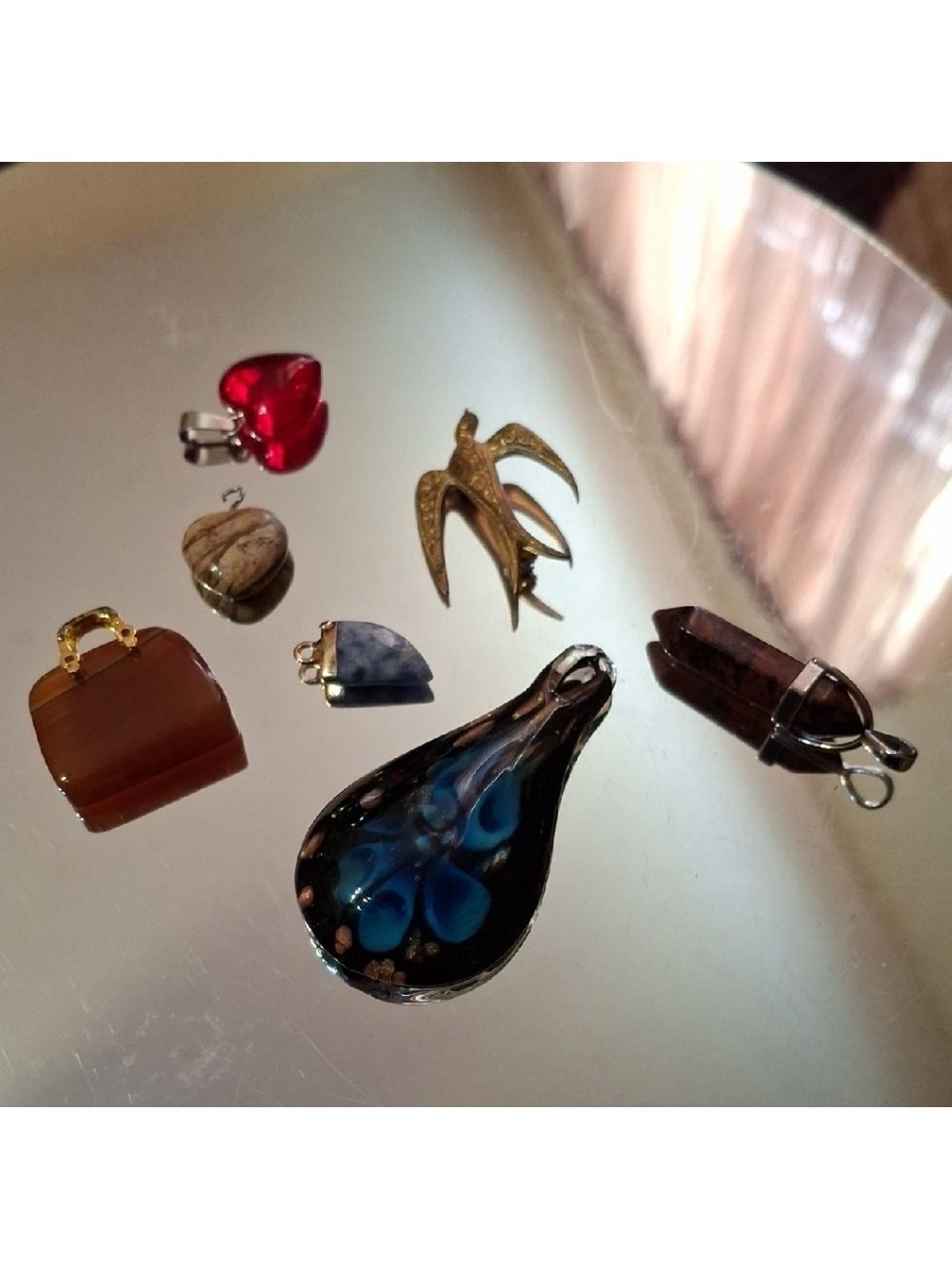 Assorted Pendant 6 pendants Collection 1 Broke Bird Brooch Lol 🤣🤣damascene